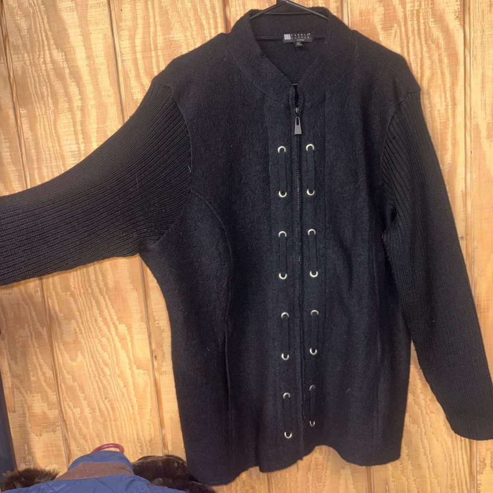 Carole Little Black Zip Up Sweater - Picture 11 of 12